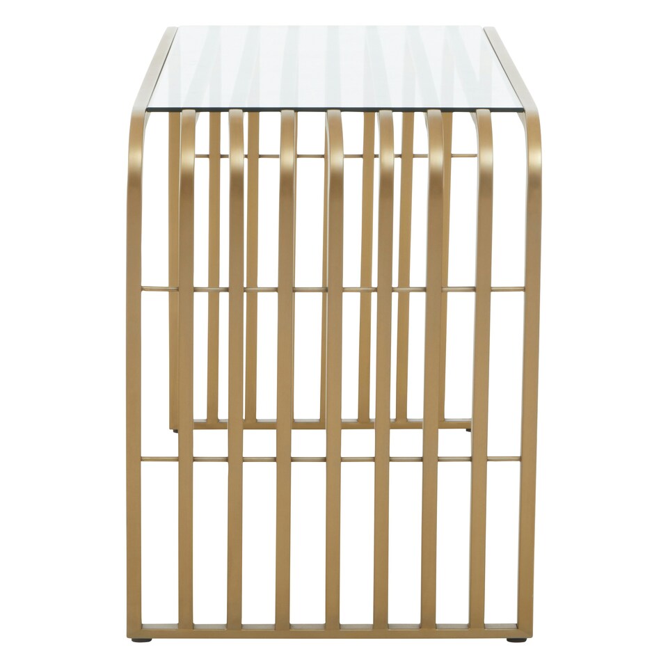 image 1 of Vogue Matte Gold Slatted Console Table Gold