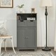image 6 of COSTWAY Bathroom Cabinet Wooden Storage Cupboard Grey Grey