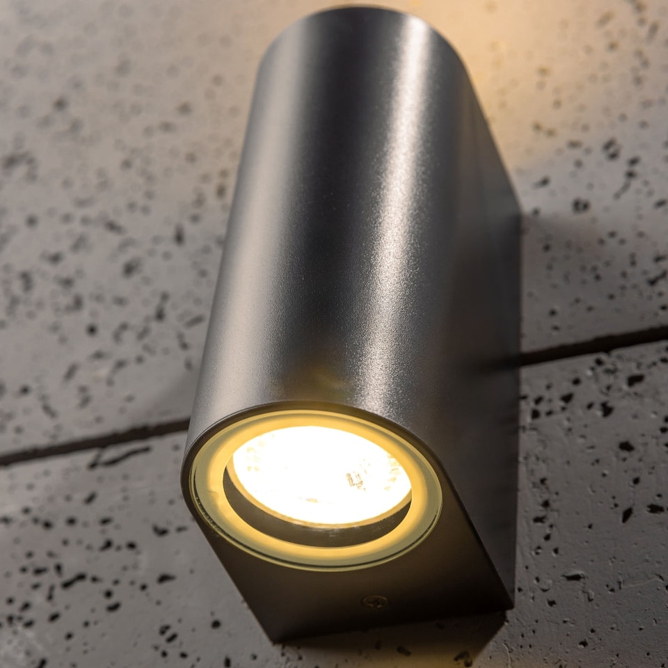 image 1 of CGC EILEEN Black Curved Double GU10 Outdoor Wall Light | Black | Black