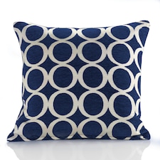 Geometric O Chenille 45cm x 45cm Blue Cushion Set of 4 | Blue | Cream | 45cm x 45cm x 10cm | 4