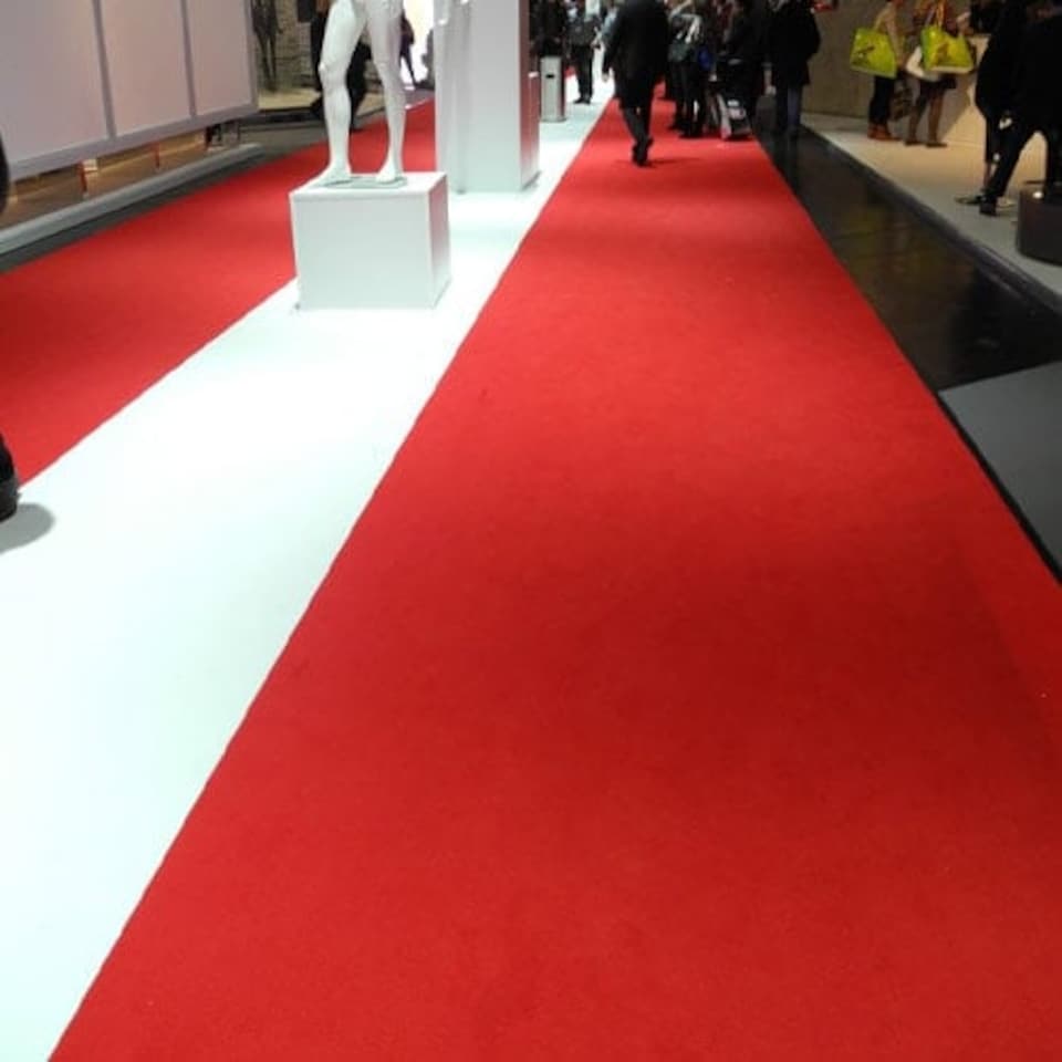 image 1 of 1 Metre Exhibition Quality Ribbed Heavy Duty Red Carpet Runner 1 Metre Wide