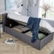 image 5 of Ottoman Side Lift Storage Bed Single Hopsack Fabric Bed Frame Gas Lift Furniture