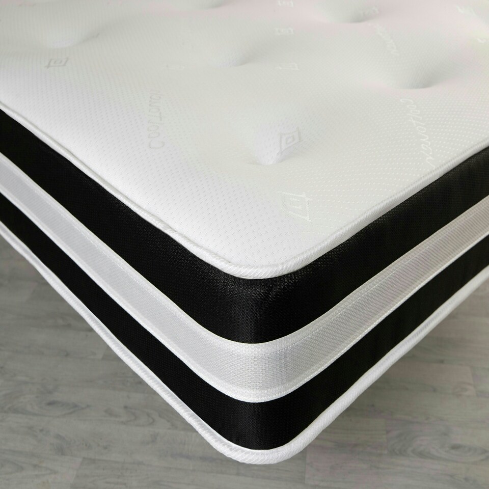 image 1 of 3D Quilted Tuft Mattress - 20cm Deep, Soft Comfort, Airflow Border Black | Double