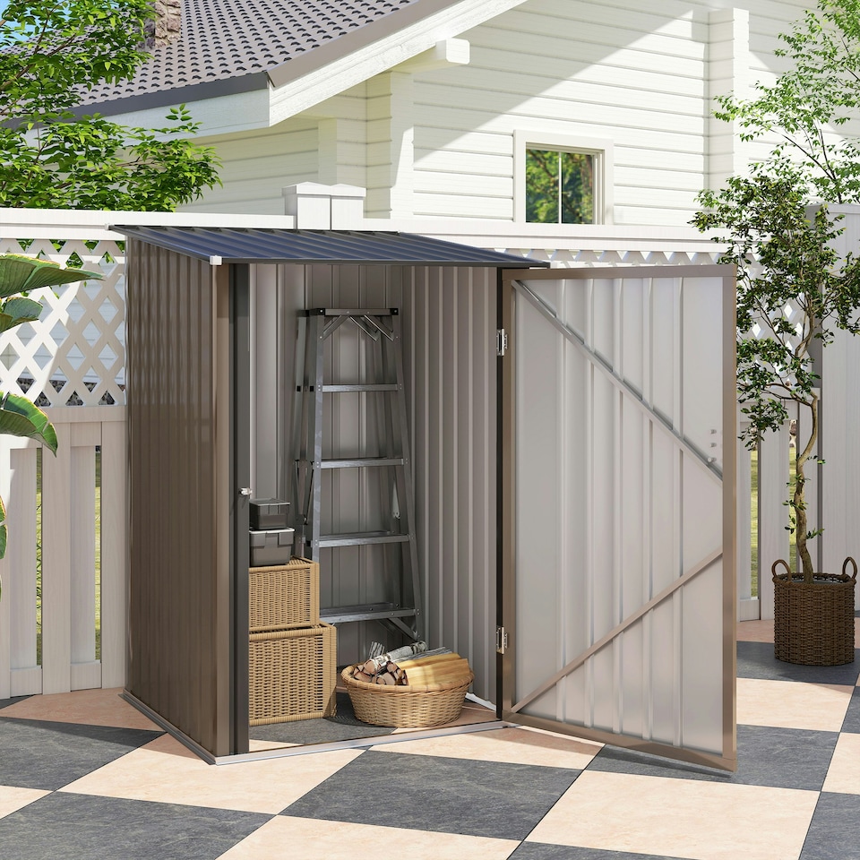 image 1 of Outsunny 3.3ft x 3.4ft Outdoor Storage Shed Steel Garden Shed w/ Door