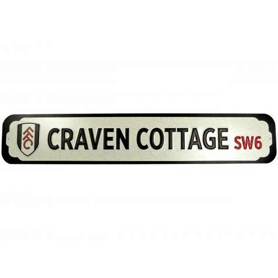 Fulham FC Craven Cottage Metal Crest Plaque - Silver/Black - One Size