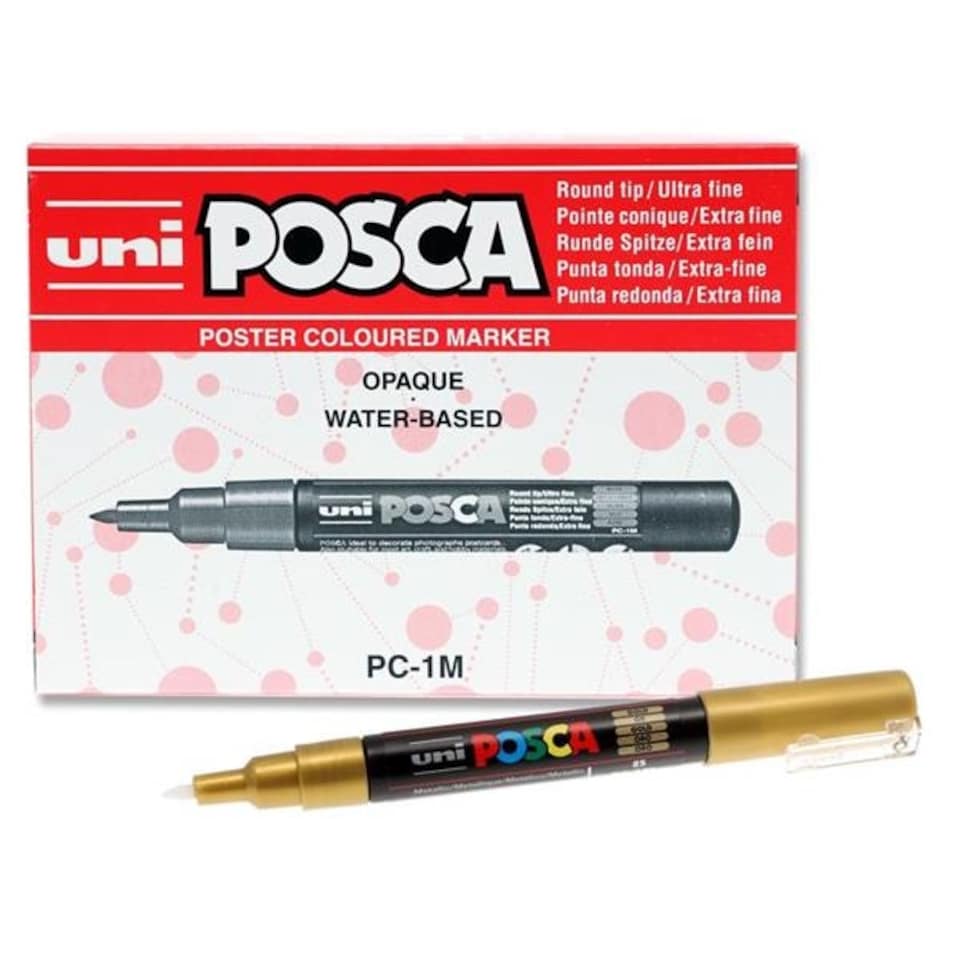 image 1 of Gold Uni Posca PC-1M 0.7mm Bullet Tip Permanent Marker Pen