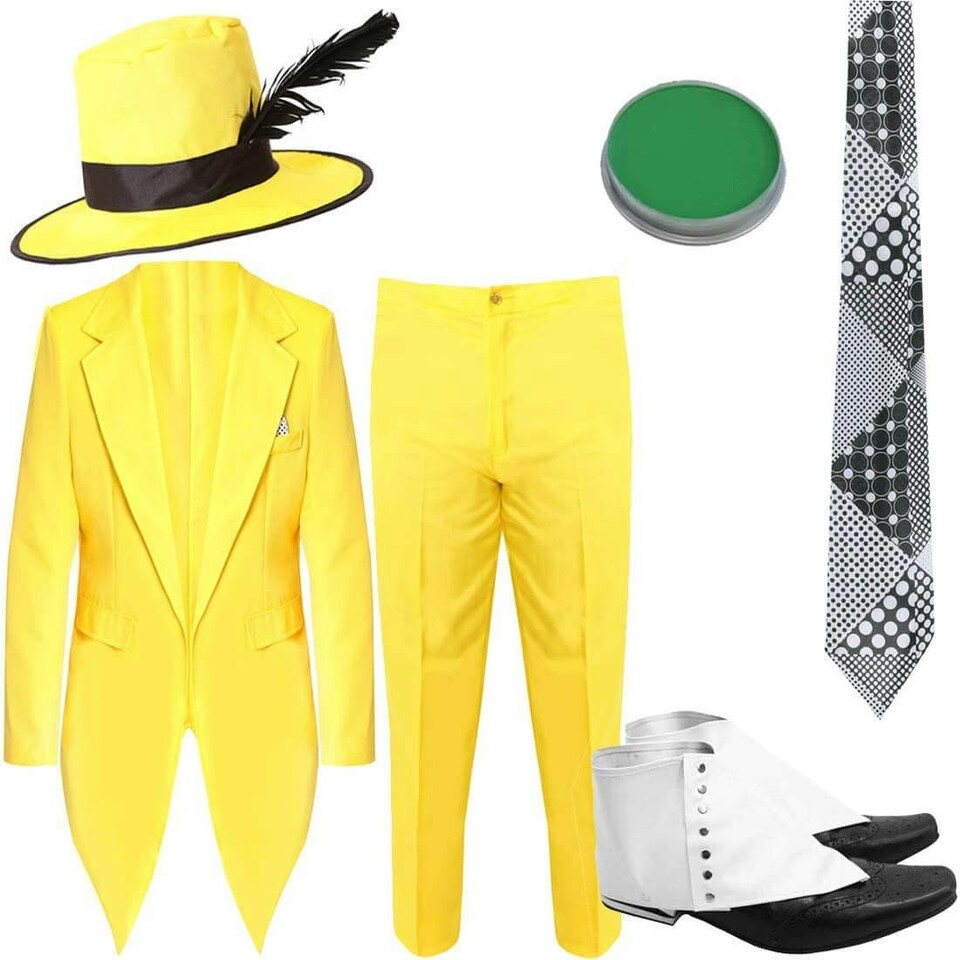 image 1 of Masked Man Yellow Suit Costume Yellow | M