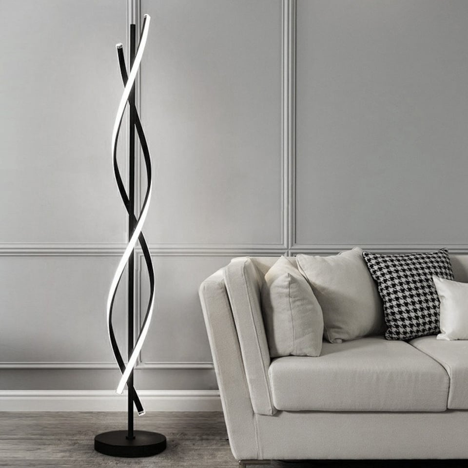 image 1 of Living and Home Double-helix LED Floor Lamp - 42W Black