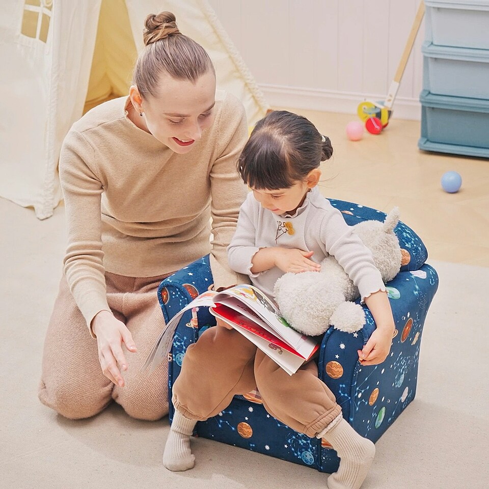 image 1 of HOMCOM Kids Armchair Toddler Sofa Seat Children Chair Couch w/ Wooden Frame