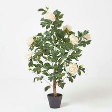 Homescapes Peach Artificial Peony Tree in Black Pot, 100 cm Tall