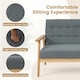 image 6 of COSTWAY Wooden 2-Seater Loveseat Upholstered Lounge Chair Grey