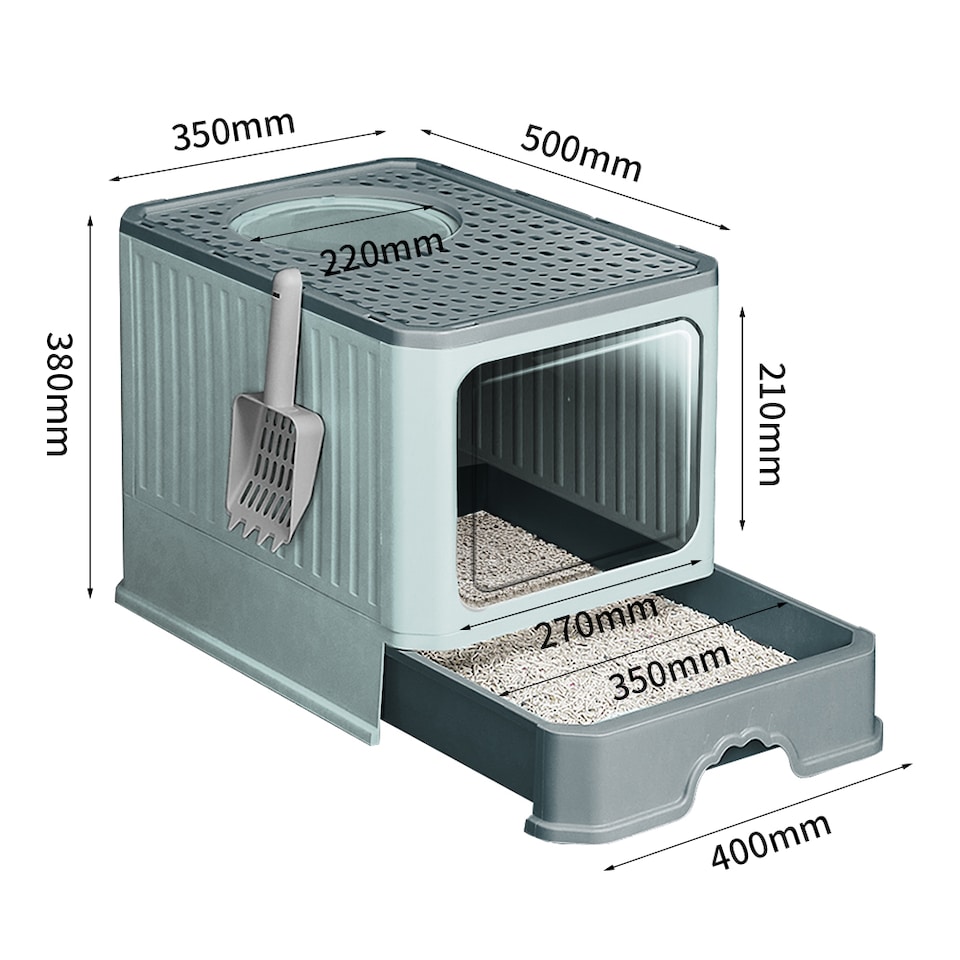 Living and Home Enclosed Cat Litter Box | Blue