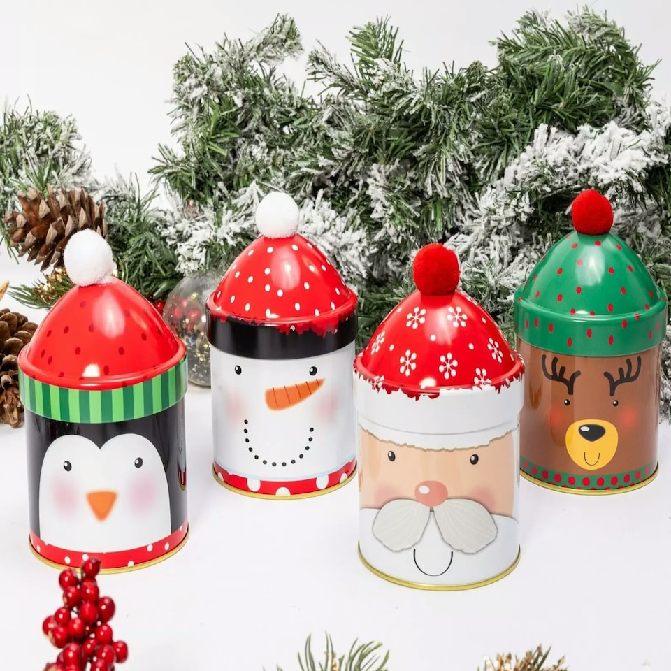 image 1 of 4 Set Christmas Character Tins