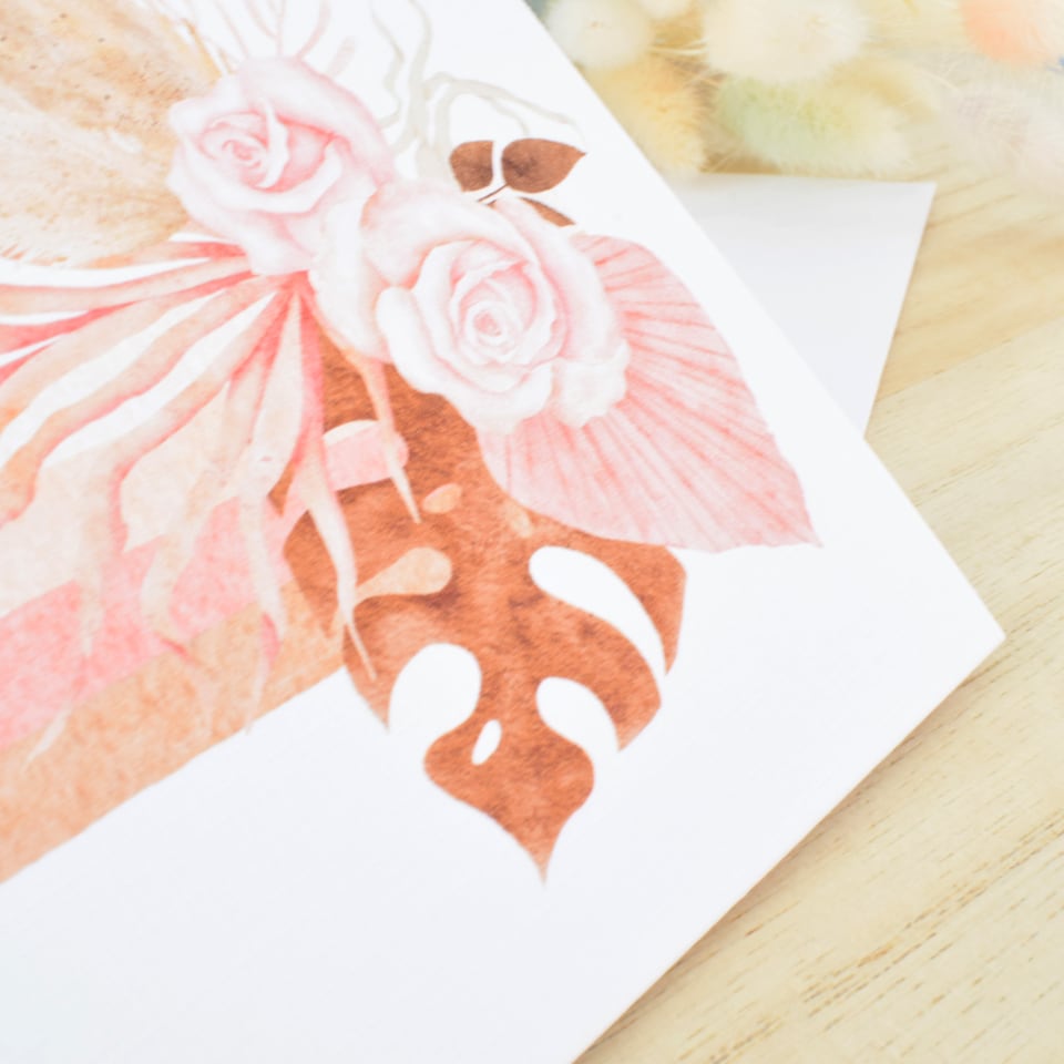 image 1 of Happy Birthday Grandma Greeting Card Neutral Abstract Arch Pampas Design