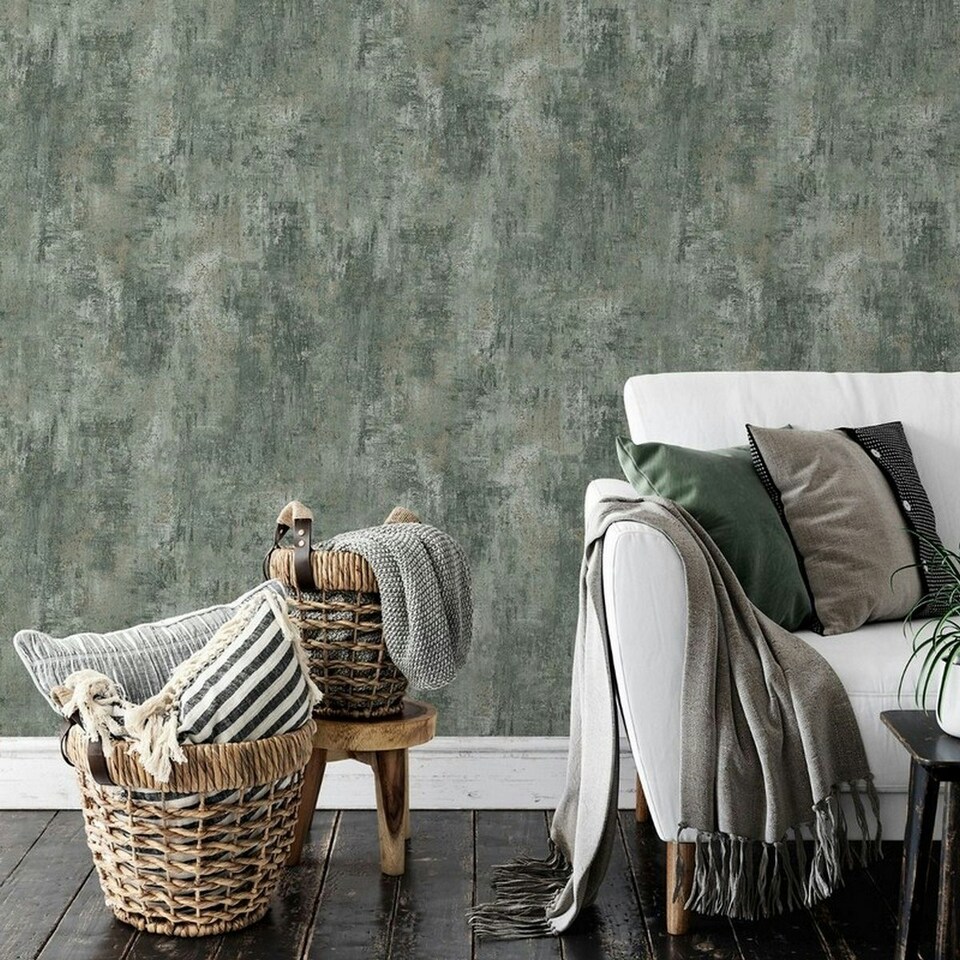 image 1 of Muriva Cove Textured Wallpaper - Jade - 10m x 53cm Green