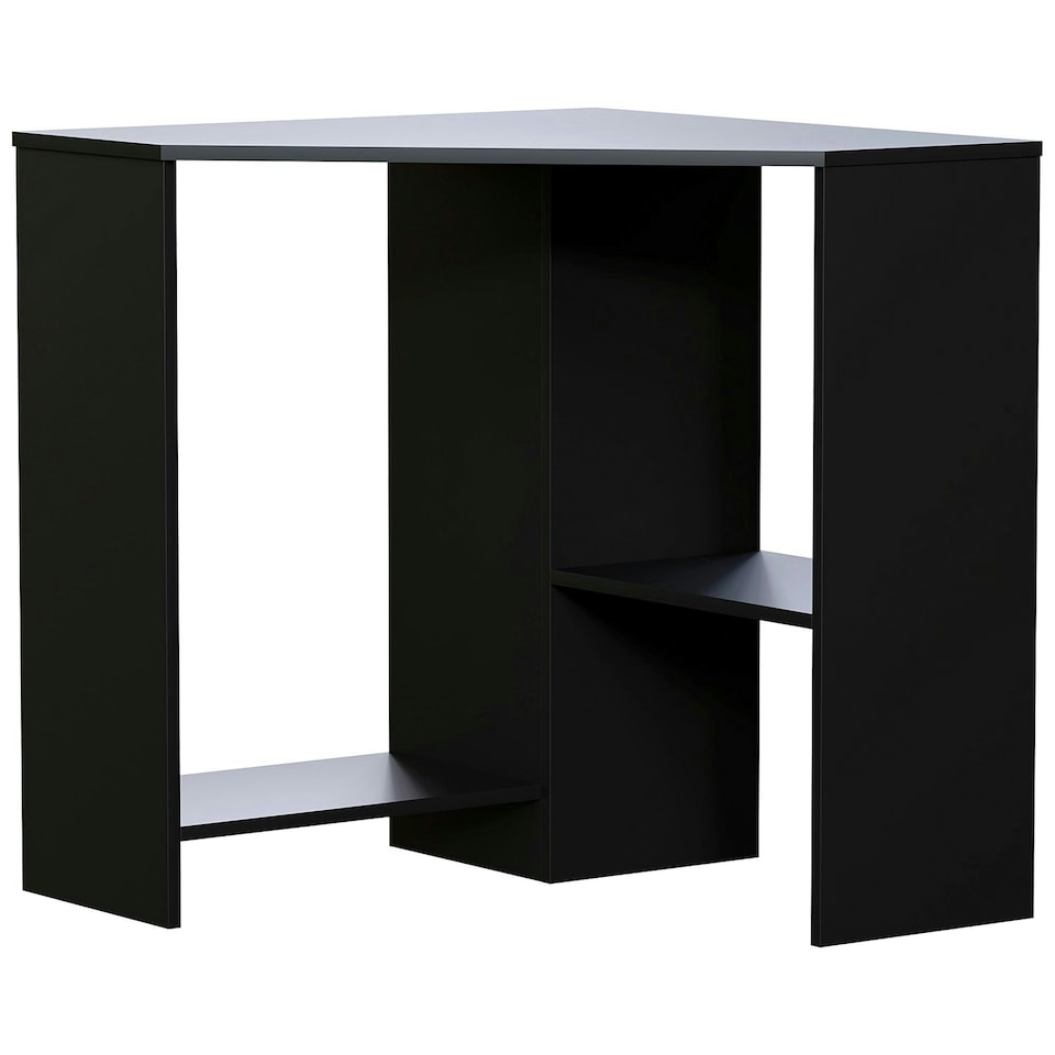 image 1 of Vida Designs Hetton Corner Computer Desk 2 Shelf Home Office Workstation, Black