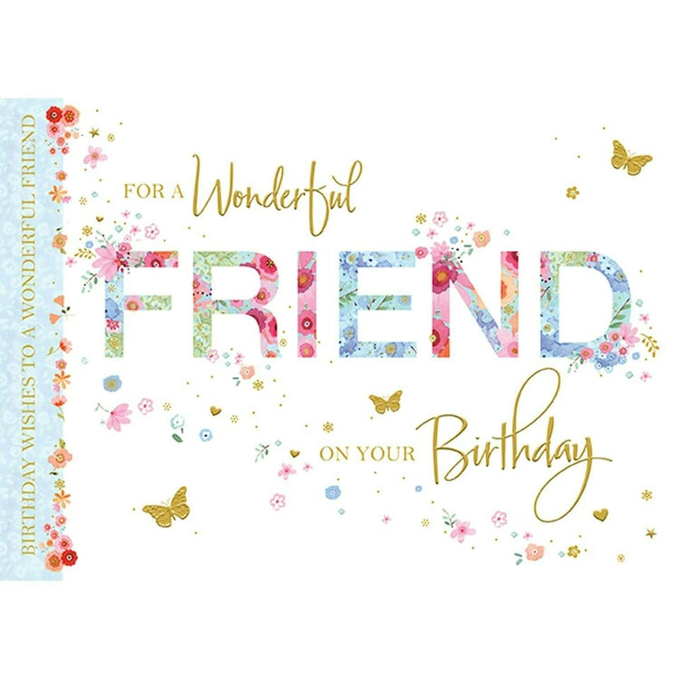 Words 'n' Wishes Traditional Friend Birthday Card for a Female, Female Friend Birthday Card, Multi-Coloured 22 x 15.8 cms