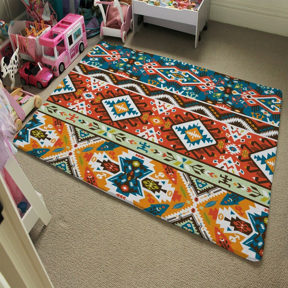 image 1 of colorful pattern in tribal style (Rug) Multi | Large: 140x200cm