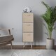 image 3 of Grey 3-Tier 3-Drawer Cube Shelving Unit with Scandinavian Legs | Cream | Beige & Pine | 1