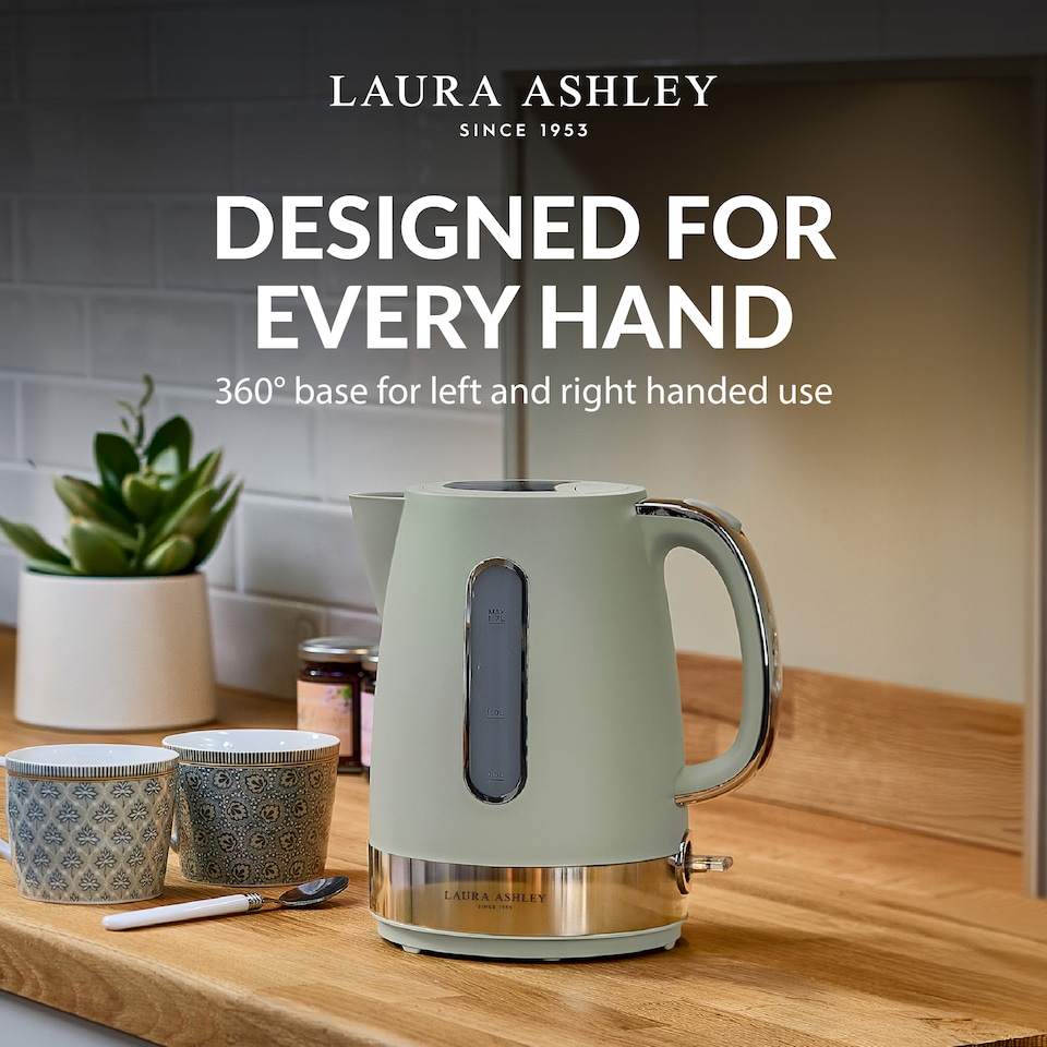 image 1 of Laura Ashley Sage Leaf Electric Kettle 1.7L - Energy Saving Kettles Electric Fast Boil Quiet Jug Kettle