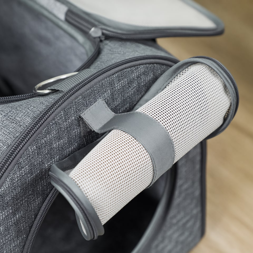 image 1 of PawHut Soft Sided Cat Carrier Bag, Foldable Portable Pet Carrier for Small Dog, Puppy, Cats Up to 10kg, with Adjustable Shoulder Strap & Removable Mat, Collapsible Cat Basket Airline Approved