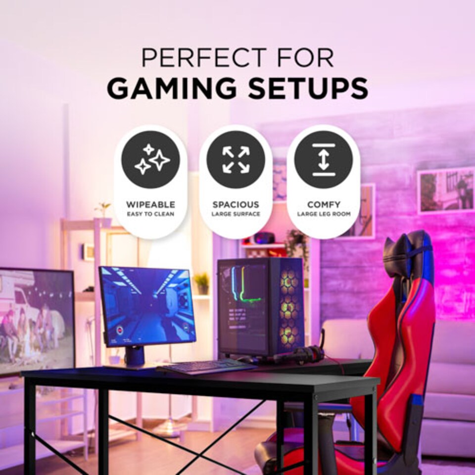 image 1 of DMD Reversible L-Shaped Computer Desk with Storage Shelves | Black