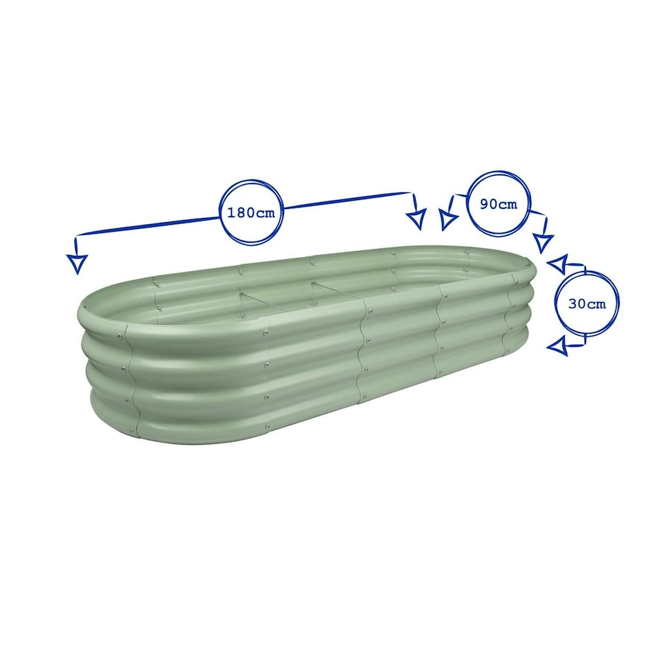 image 1 of Harbour Housewares Rounded Galvanised Steel Raised Garden Bed - 180cm x 90cm - Ivory