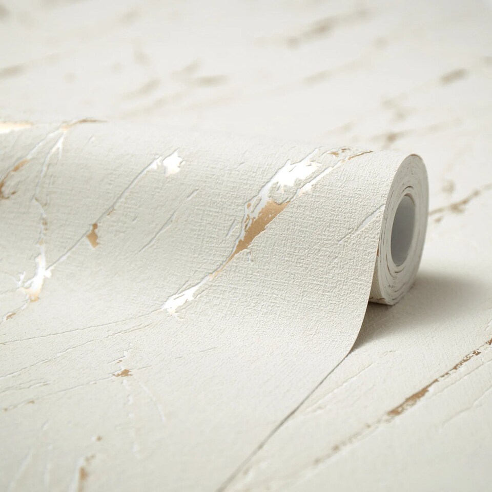 image 1 of Sienna Wallpaper in Ivory and Gold | White | Ivory and Gold | 53cm x 8m
