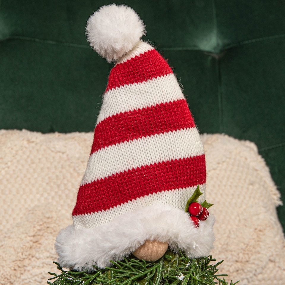 image 1 of 48cm Red and White Christmas Tree Sitting Gonk with Dangly Legs and Striped Hat