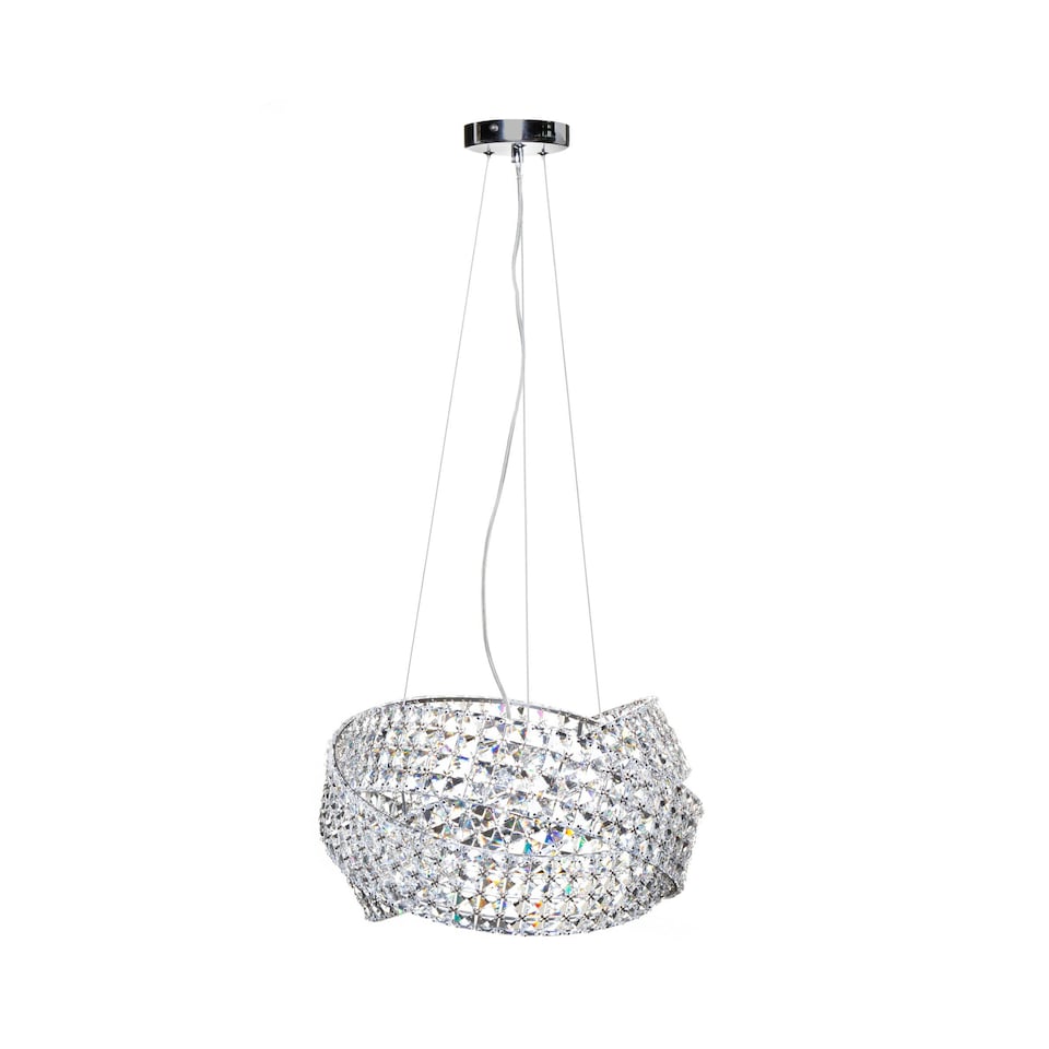 image 1 of BHS Cypress Small Crystal Ring Ceiling Pendant, Chrome