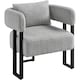 image 2 of Yaheetech Boucle Barrel Accent Chair with Metal Legs Lumbar Pillow | Grey