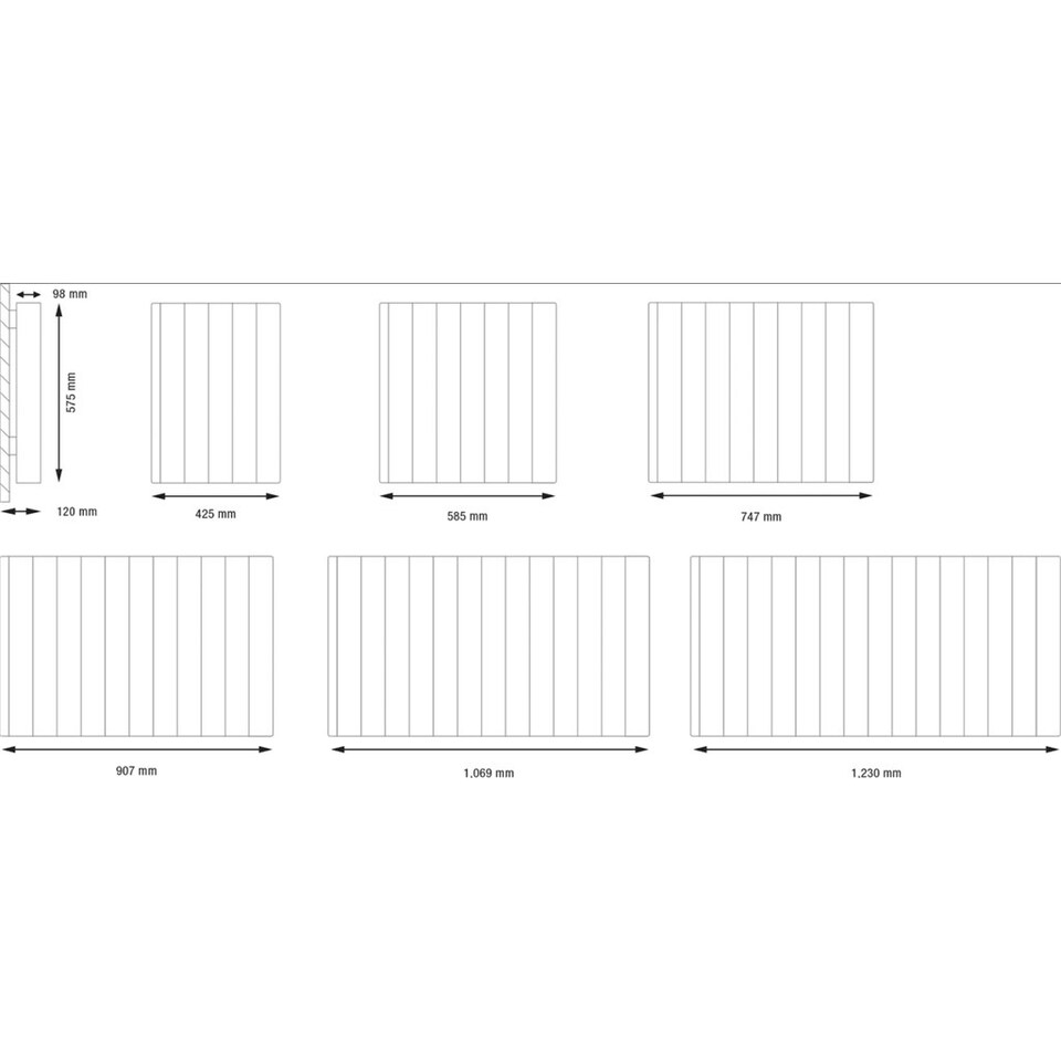 image 1 of 907mm (W) x 575mm (H) - White Touch Electric Oil Filled Radiator (Alicante) - 1100 Watts - Depth 98mm - Heats Up To 11m²