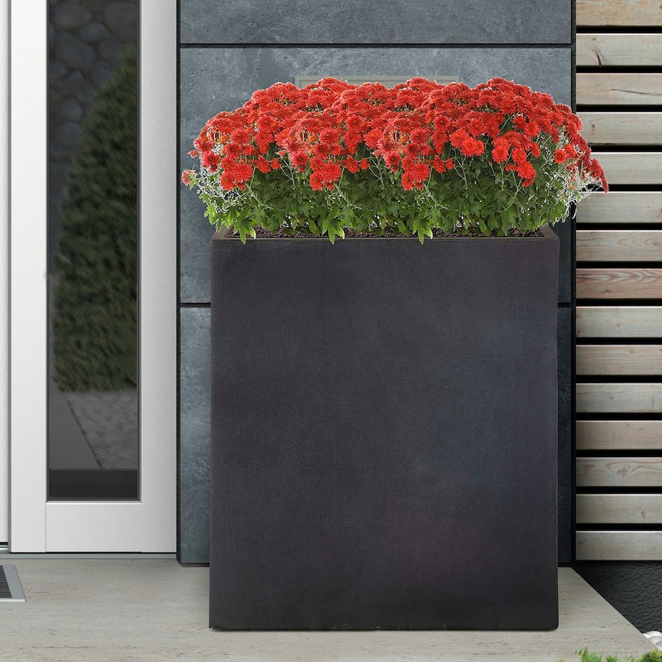 image 1 of Narrow Faux Lead Light Concrete Trough Garden Planter H72 L60.5 W22.5 cm, 98 ltrs Cap.