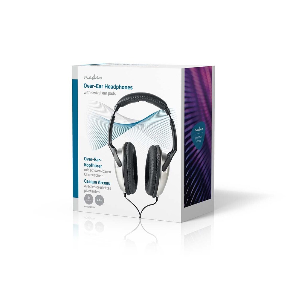 image 1 of Nedis On-Ear 2.7m Wired Headphones TV / HiFi Design with Adjustable Headband, Ergonomic Soft Ear Cups, Gold-Plated 6.35mm & 3.5mm Connections