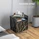 image 3 of HOMCOM Modern Bedside Table with Drawer and Open Shelf Black Marble Effect