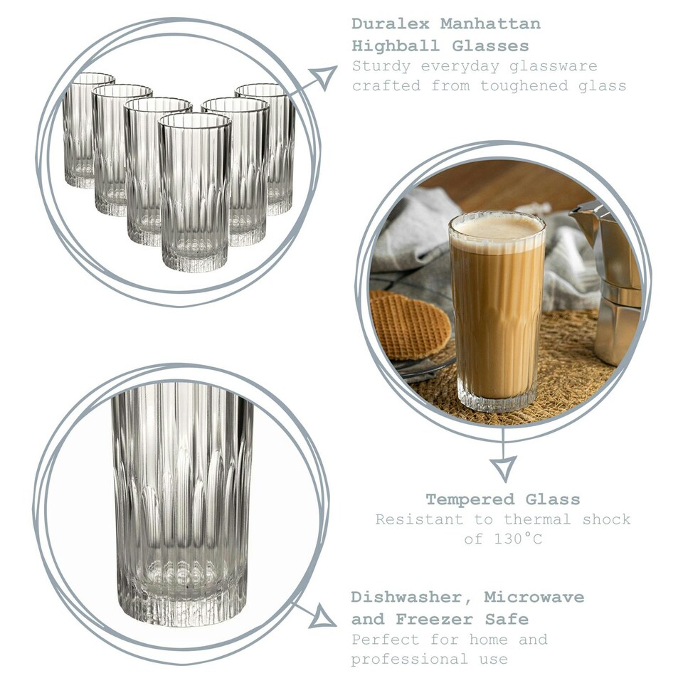 image 1 of Duralex Manhattan Vintage Collins Glasses - 305ml - Pack of 6