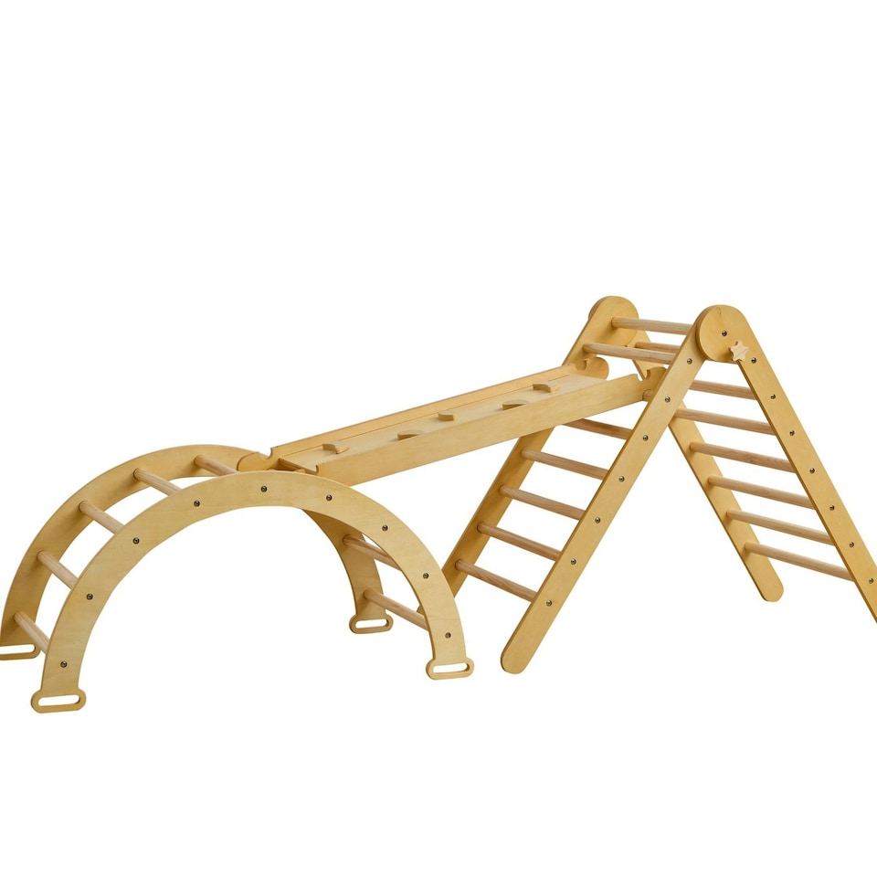 image 1 of Tutti Bambini Scala Montessori 3 in 1 Pikler Climbing Frame with Climbing Wall - Natural