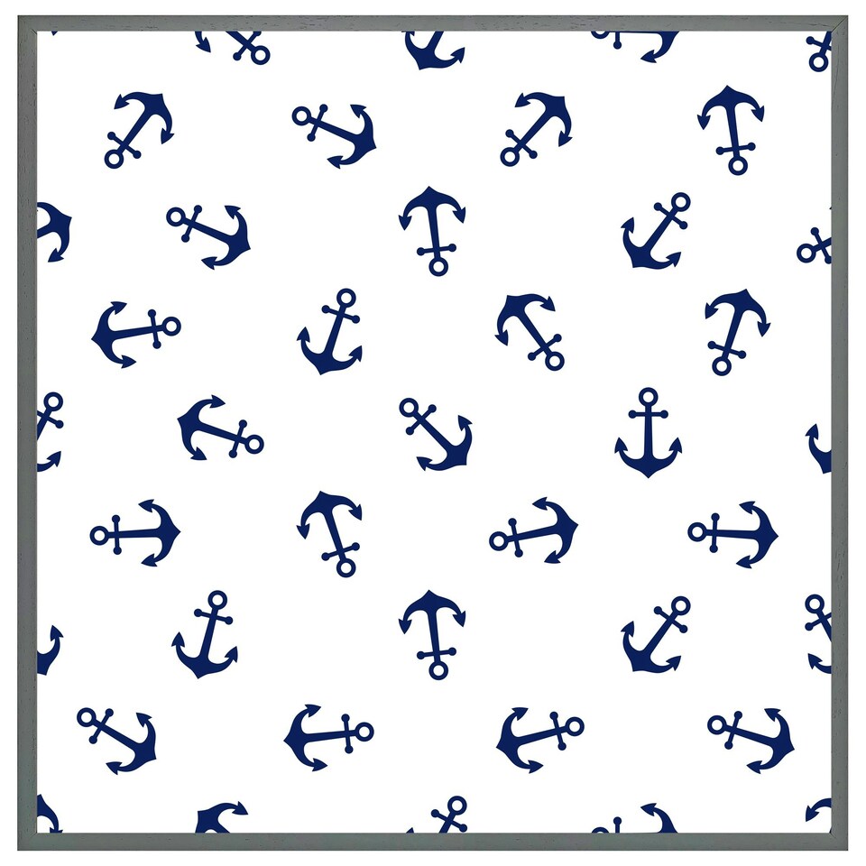 image 1 of Navy anchors on white (Picture Frame) Brown | S