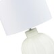 image 6 of Contemporary Opal White Glass Table Lamp in Leaf Design and Ivory White Shade | White