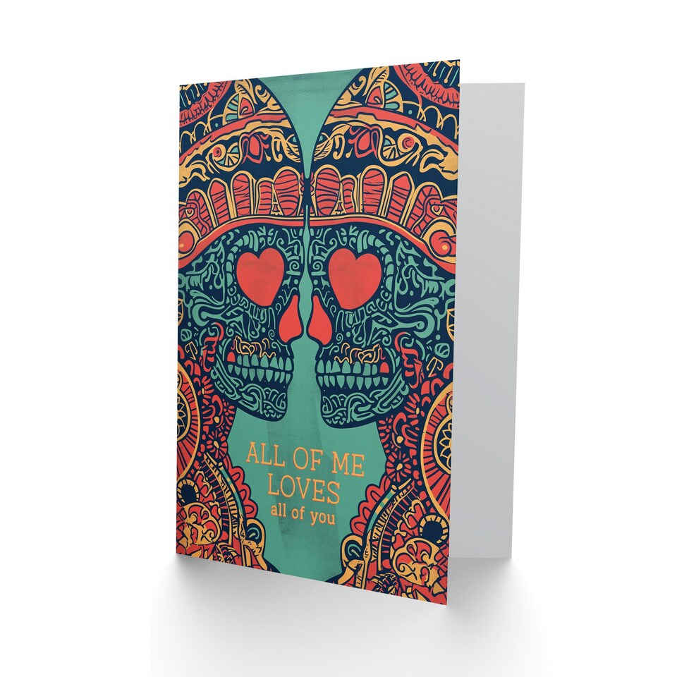image 1 of All Me Sugar Skulls Love Anniversary Valentines Her Wife Card
