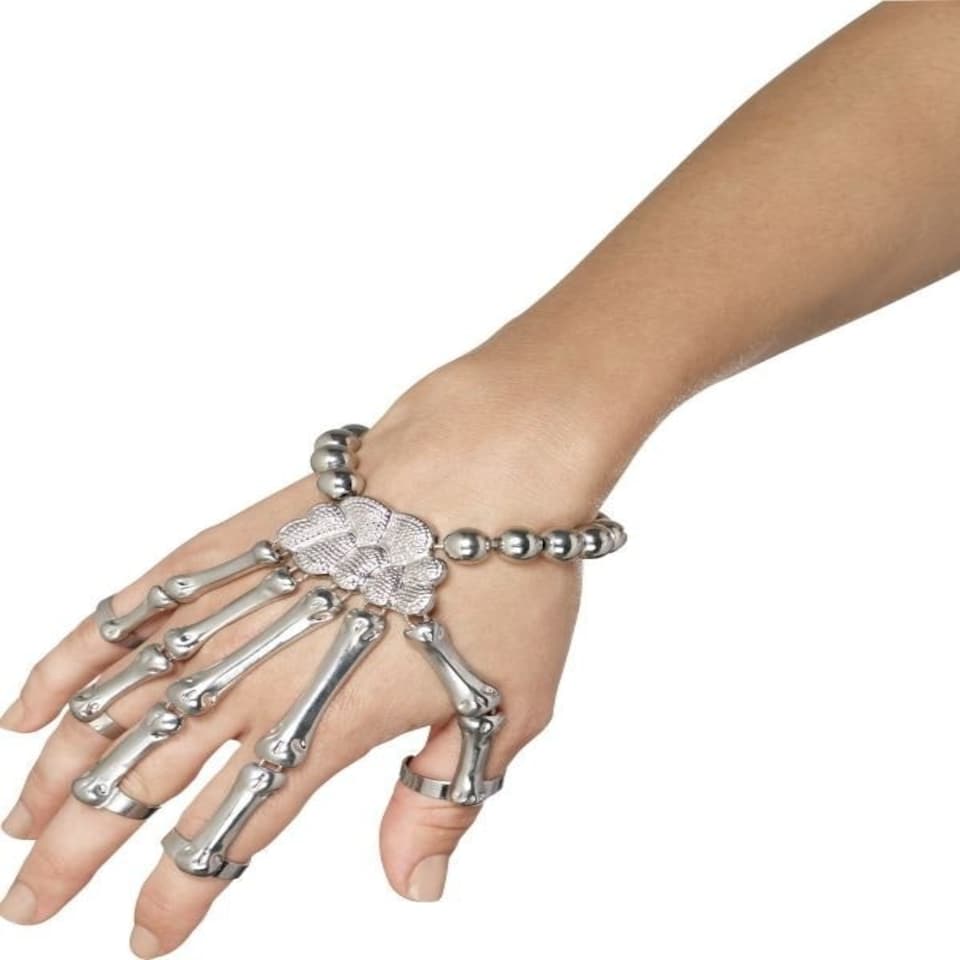 Skeleton Hand Bracelet - Silver - 45601