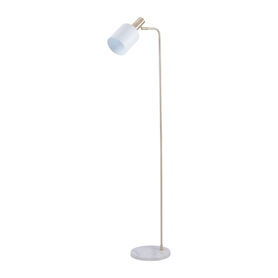 image 1 of White Floor Lamp with Marble Foot and Gold Details