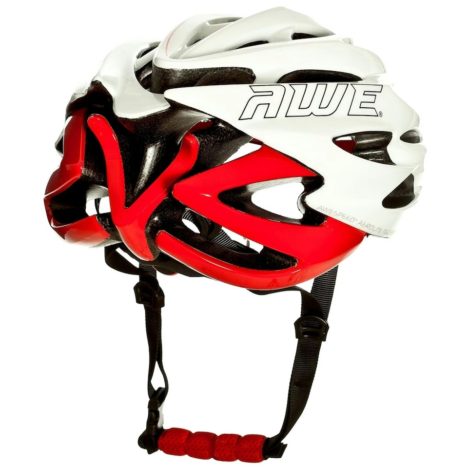 image 1 of AWE AweSpeed In Mould Adult Road Bike Helmet Large 58-61cm White/Red Crash Guarantee* | White | Red
