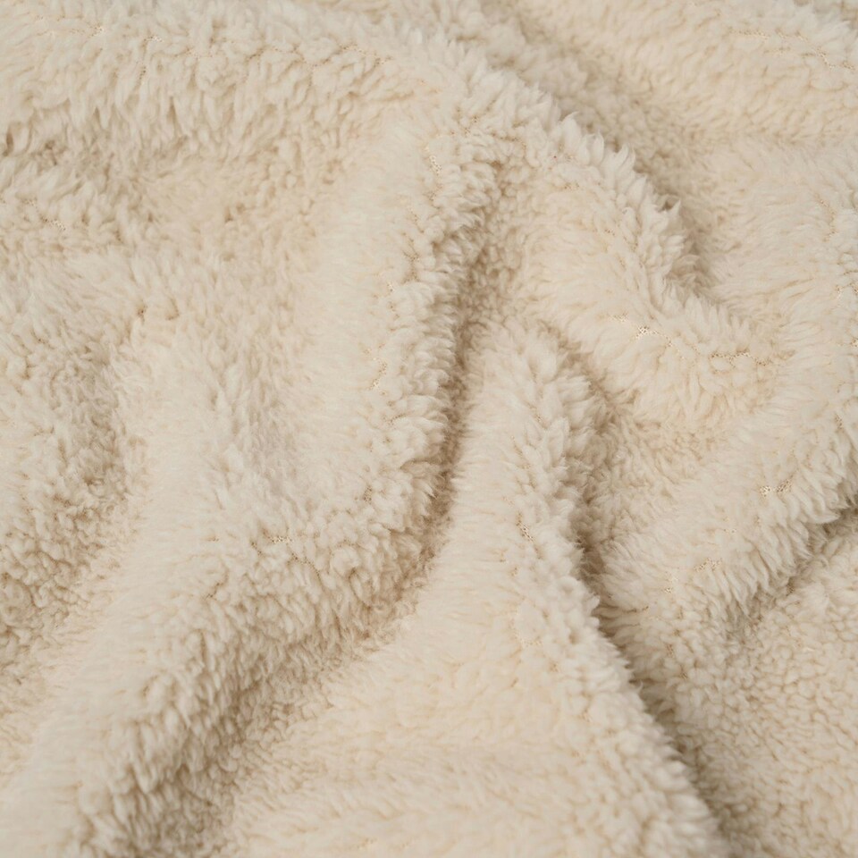 image 1 of OHS Soft Plush Teddy Fleece Throw Blanket, 150x200cm - Natural