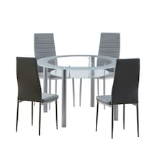 Modern 5 Piece Round Glass Dining Set 120cm Table