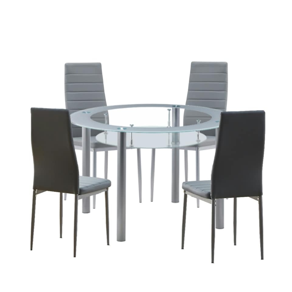 image 1 of Modern 5 Piece Round Glass Dining Set 120cm Table