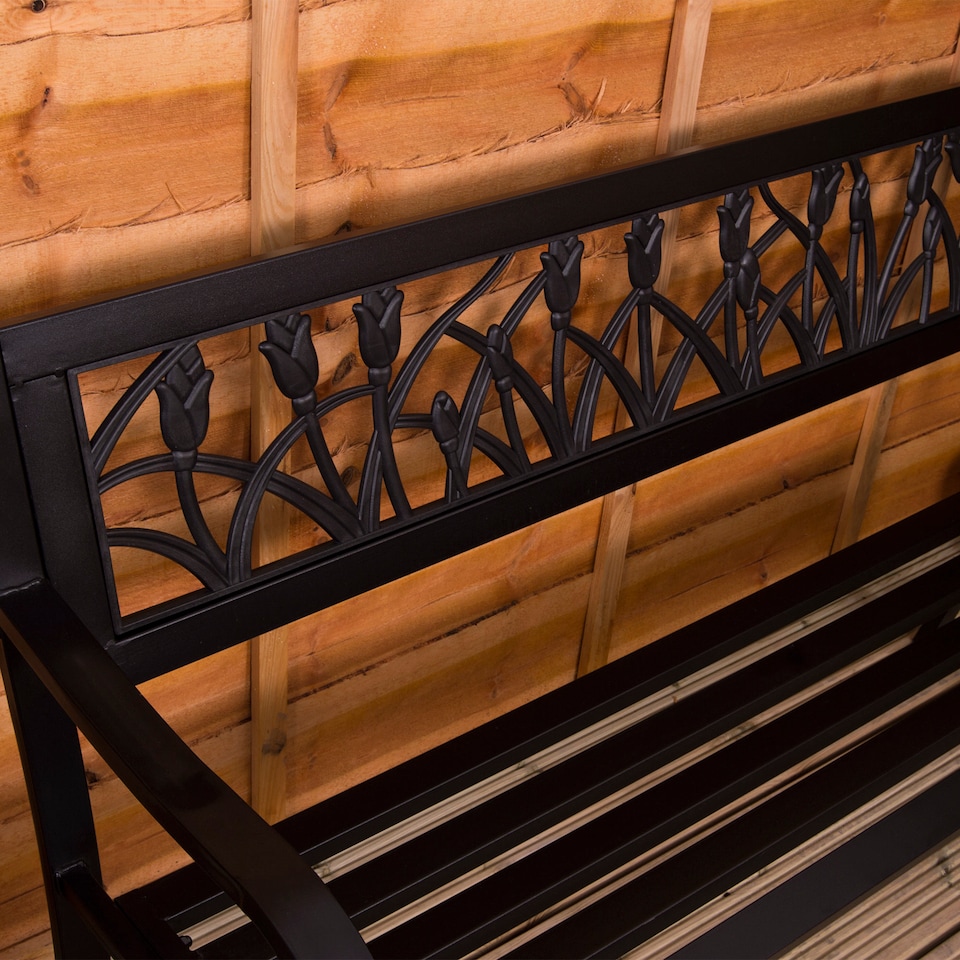 image 1 of Garden Vida 3 Seater Steel Garden Bench Outdoor Patio Seating, Tulipo