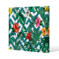 Tropical Leaves & Geometrics (Canvas Print) 114 x 114 x 4cm