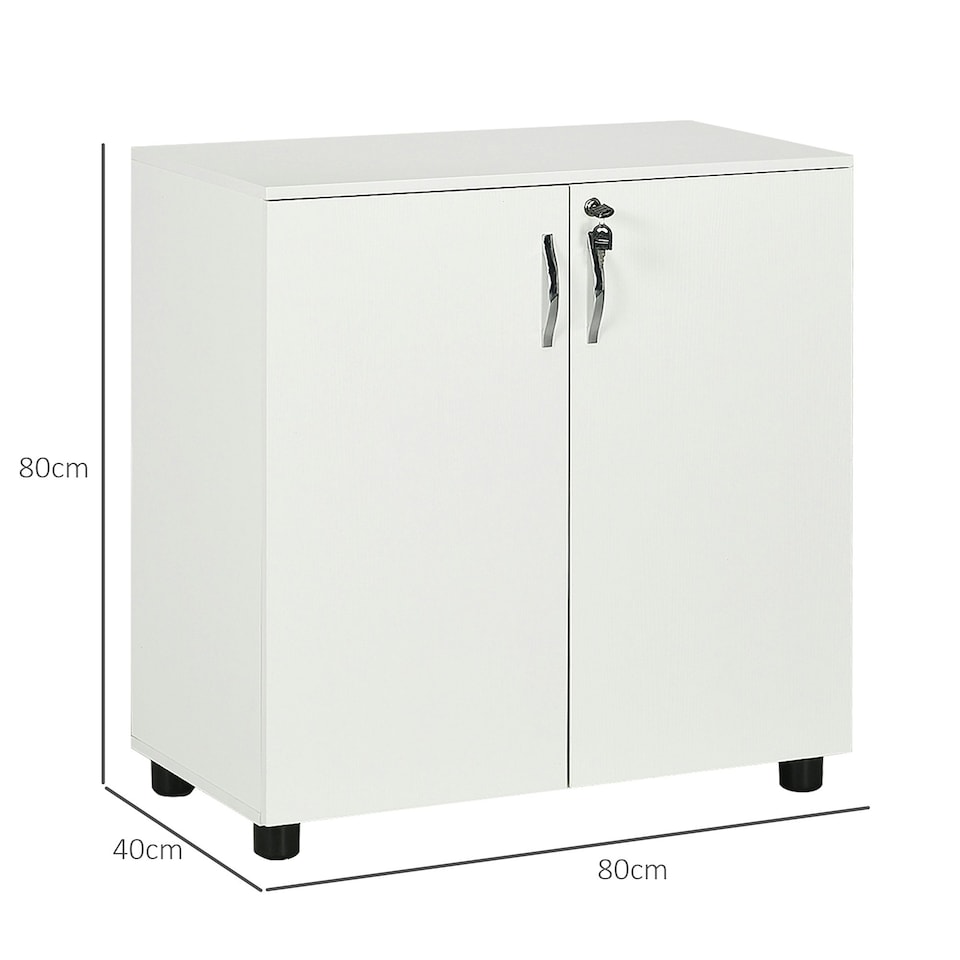 image 1 of Vinsetto 2-Tier Locking Filing Cabinet Office Storage Cabinet, White