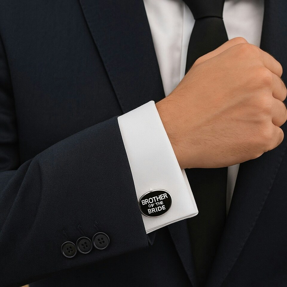 image 1 of Brother of the Bride Cufflinks - Onyx Art CK56 Wedding Novelty Gift
